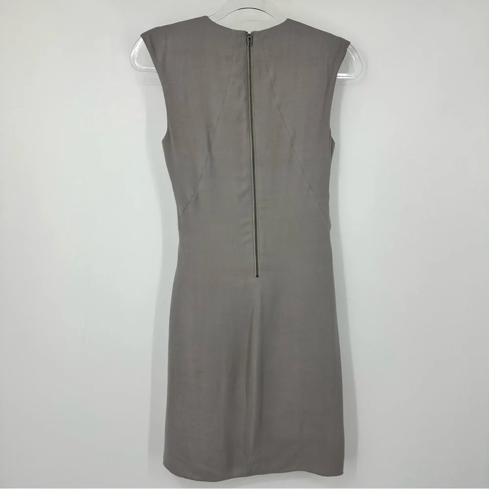 Helmut Draped Silk Gray Sleeveless Scoop Neck Midi Length Dress Size 0 - Picture 6 of 8